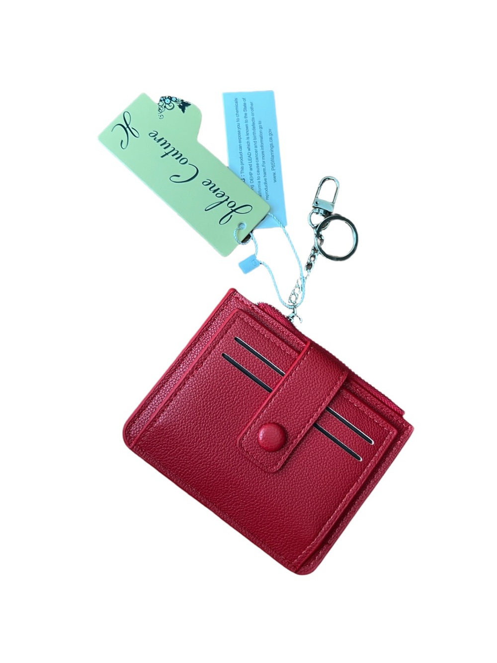Red Compact Card Wallet with Keyring Mini Wallet